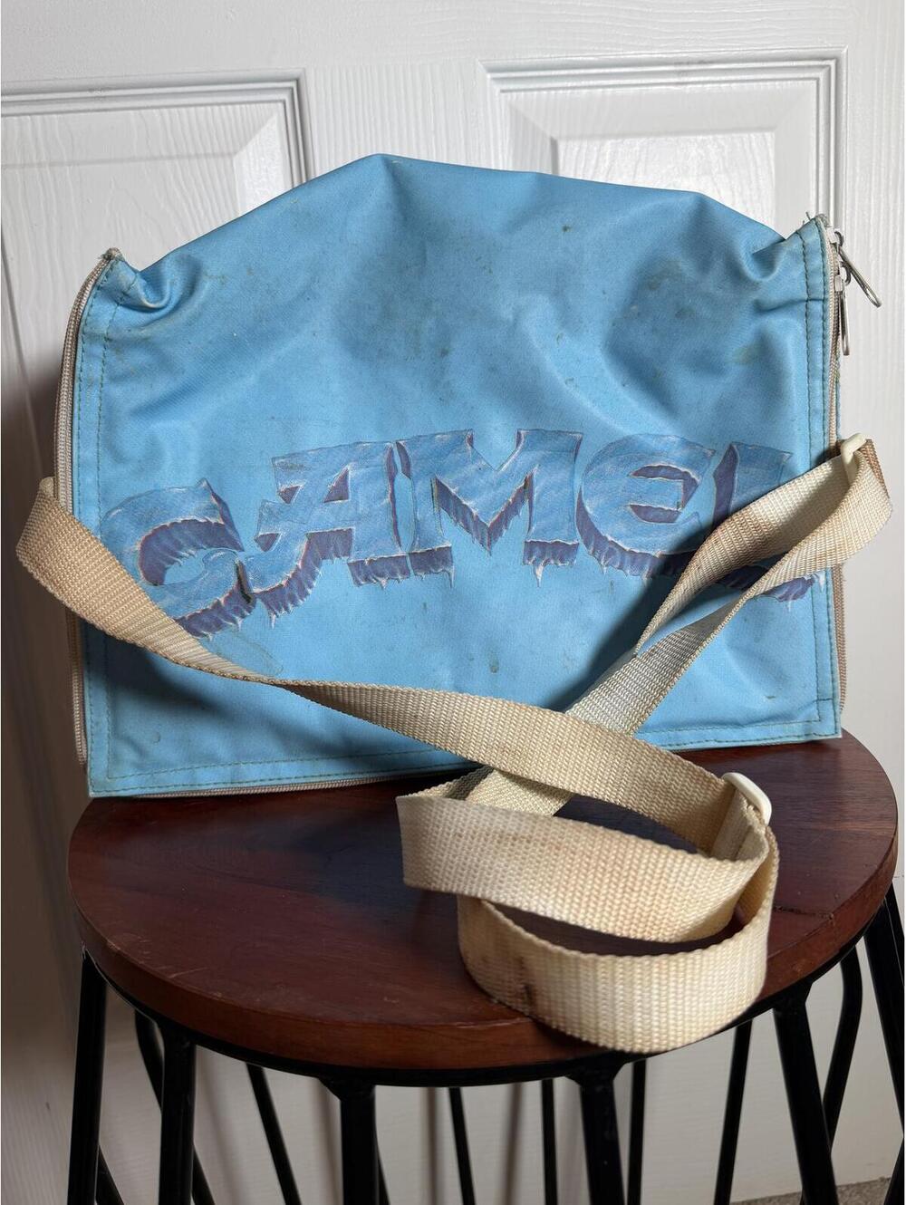 Vintage 90s Camel Cigarettes Cooler Bag Blue Arctic Beach Travel Tote Rare